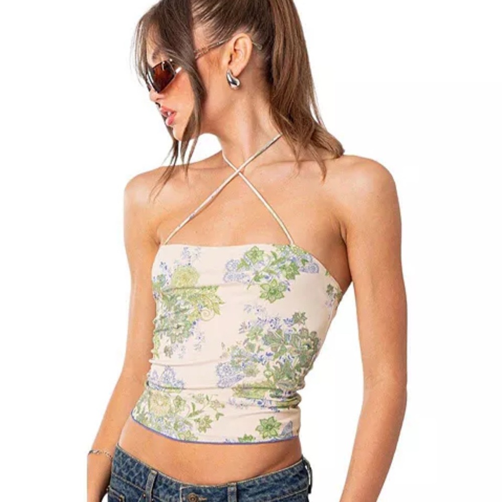 NWT Floral Mesh Top